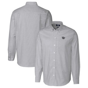 Men's Cutter & Buck Charcoal Cincinnati Bearcats Vault Stretch Oxford Stripe Long Sleeve Button-Down Shirt