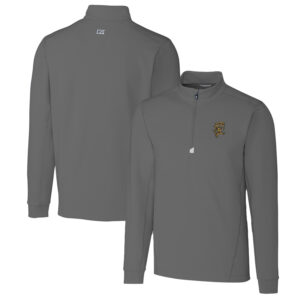 Men's Cutter & Buck Steel Grambling Tigers Traverse Stretch Quarter Zip-Pullover Top