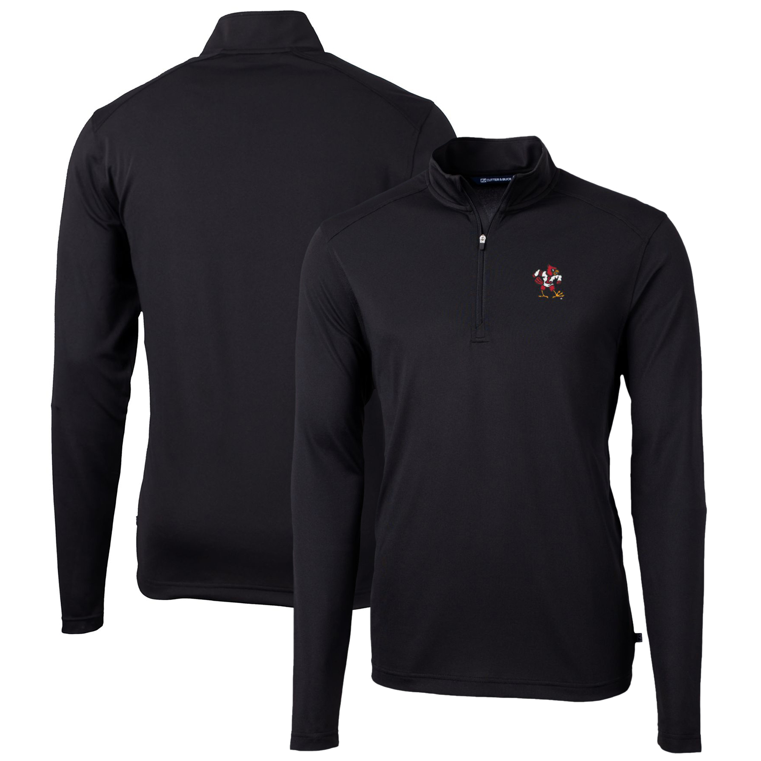 Men's Cutter & Buck Black Louisville Cardinals Virtue Eco Pique Recycled Quarter-Zip Pullover Top