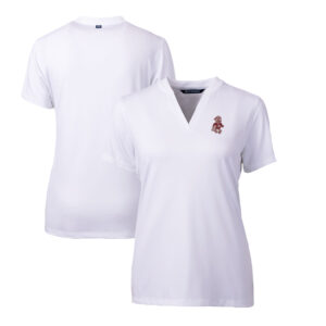Women's Cutter & Buck White Washington State Cougars Forge Stretch Blade V-Neck Top