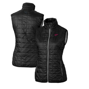 Women's Cutter & Buck Black New Mexico State Aggies Vault Rainier PrimaLoft Eco Full-Zip Puffer Vest