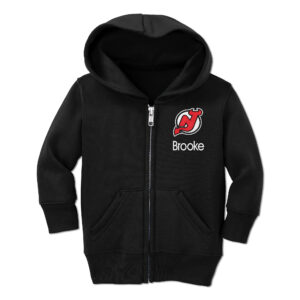 Toddler Chad & Jake Black New Jersey Devils Personalized Full-Zip Hoodie