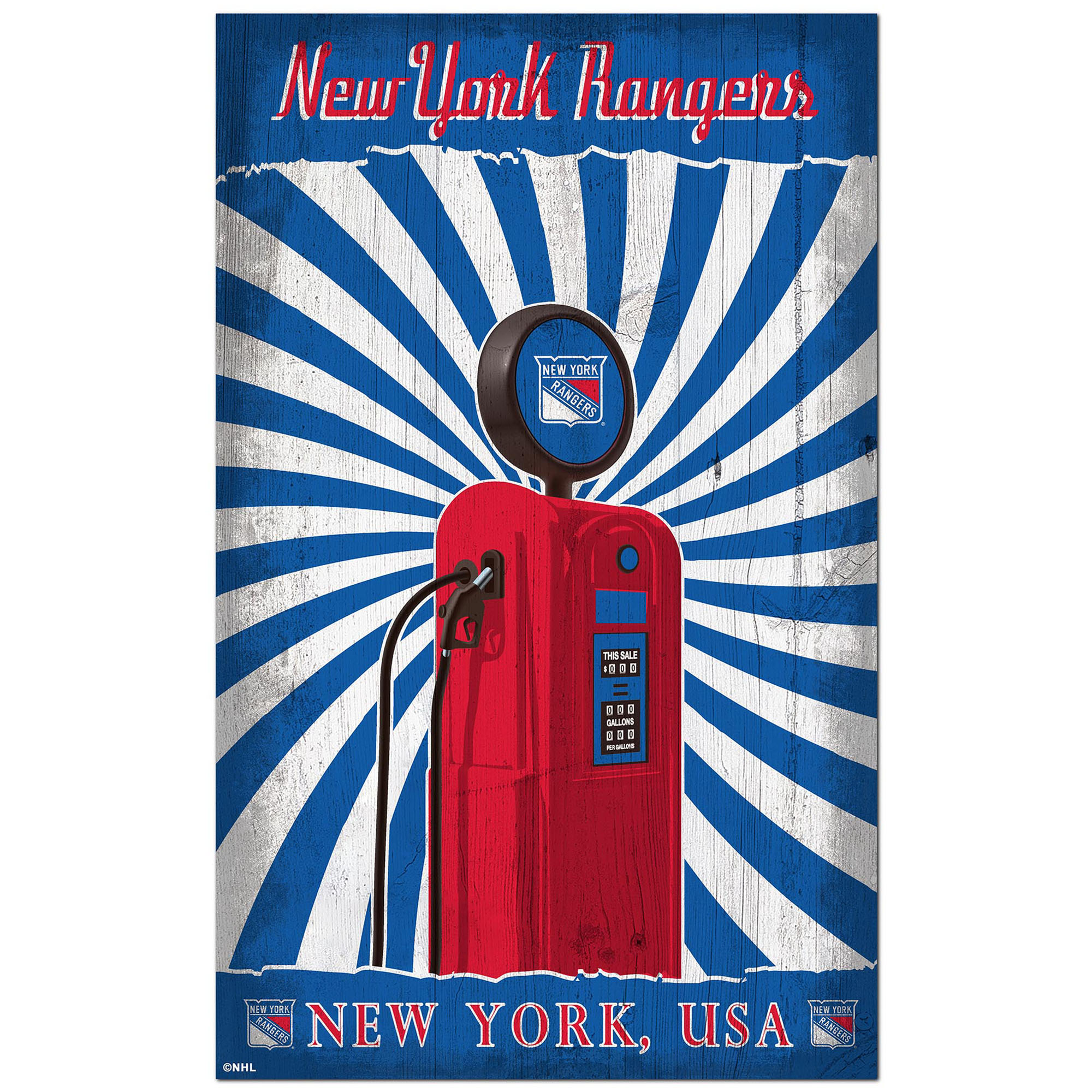 New York Rangers 11'' x 19'' Retro Pump Location Sign