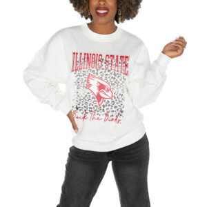 Women's Gameday Couture White Illinois State Redbirds Drop Shoulder Fleece Drop Pullover Sweatshirt