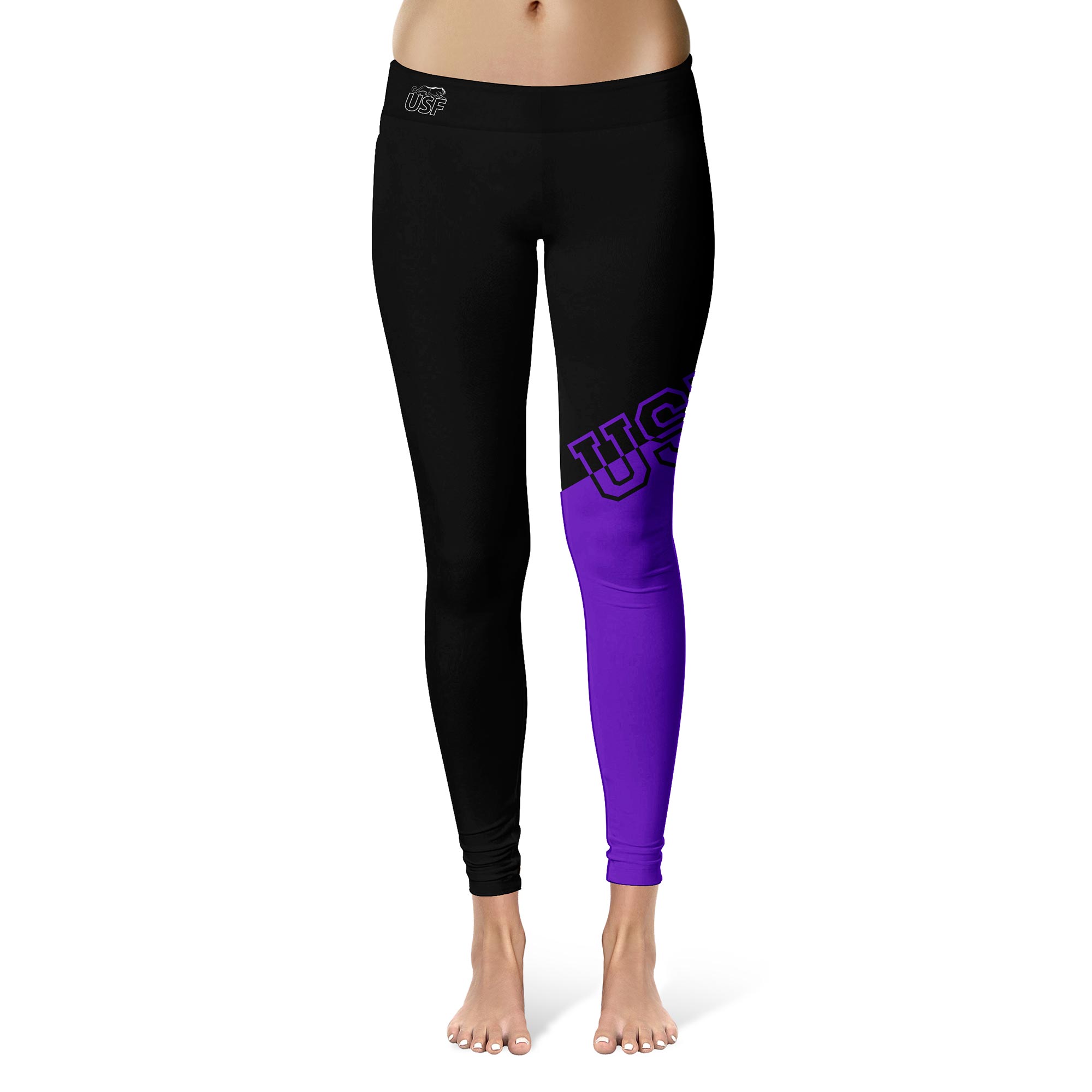 Women's Black/Purple University of Sioux Falls Cougars Plus Size Letter Color Block Yoga Leggings