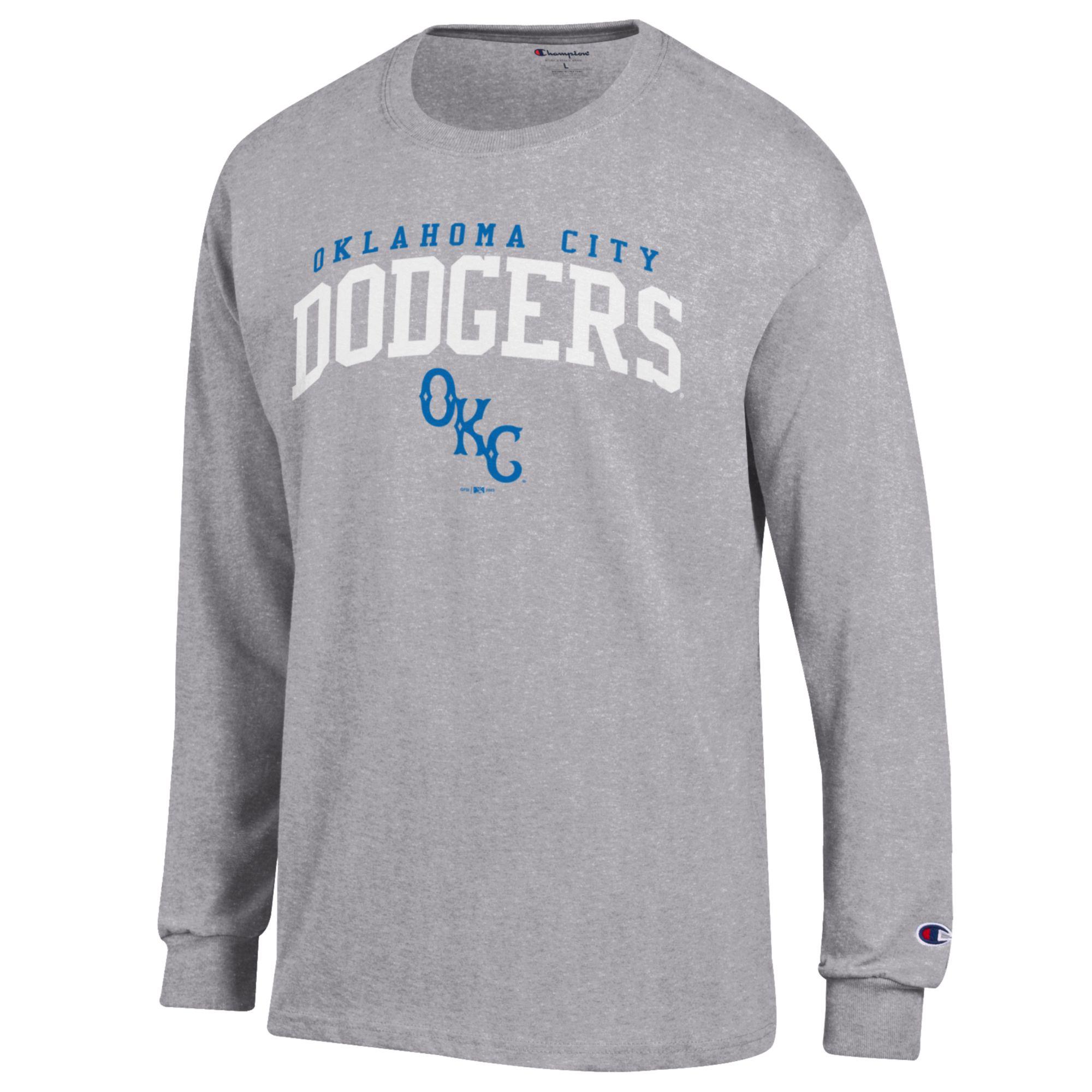 Men's Champion Gray Oklahoma City Dodgers Jersey Long Sleeve T-Shirt - Image 6