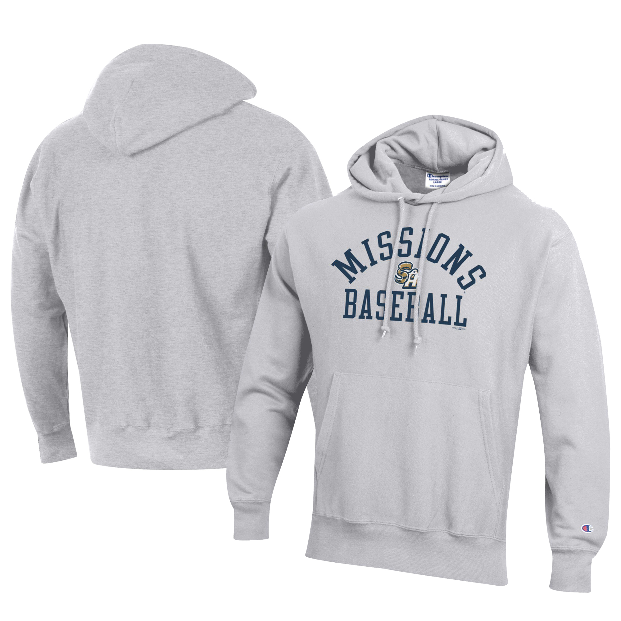 Men's Champion Gray San Antonio Missions Baseball Reverse Weave Pullover Hoodie