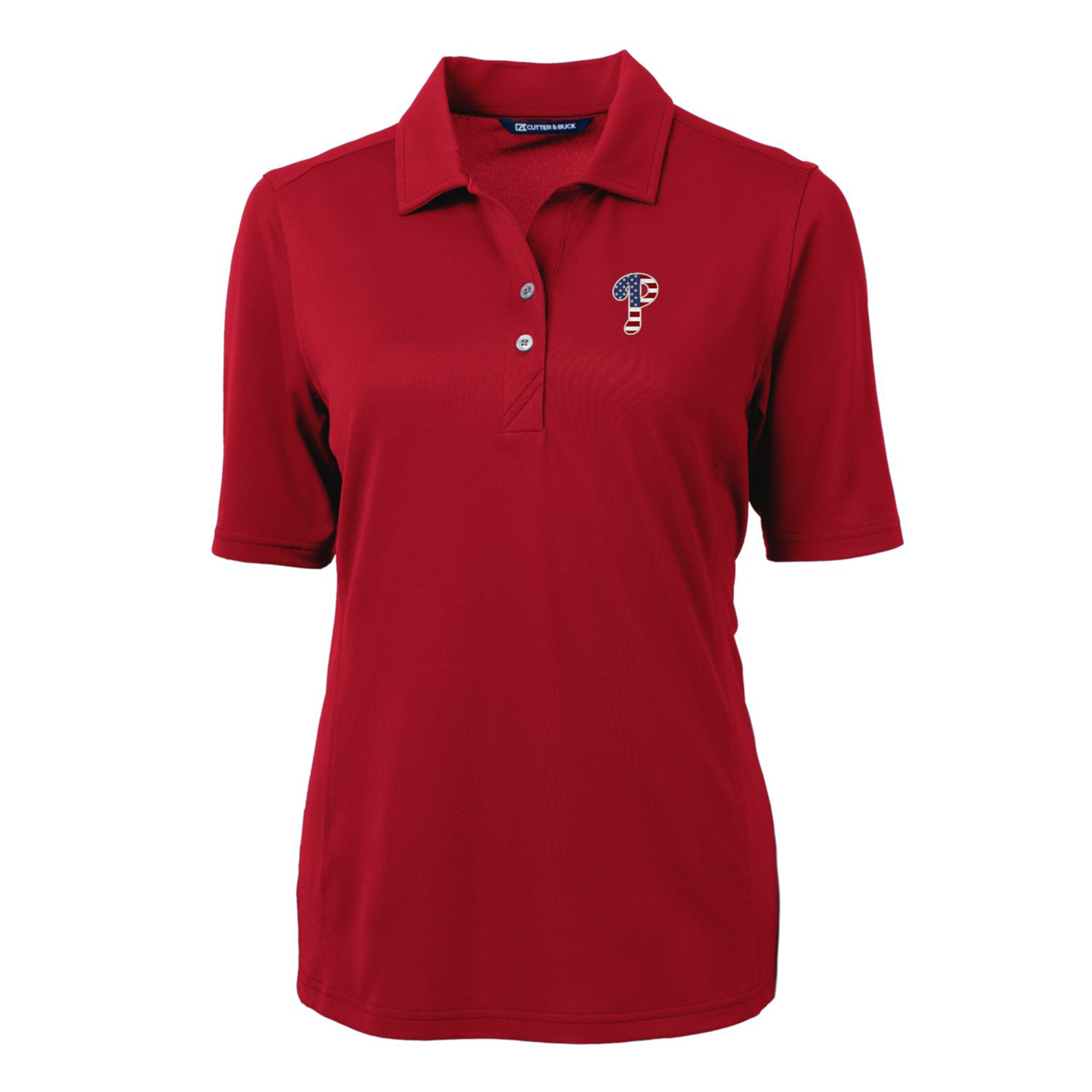 Women's Cutter & Buck Cardinal Philadelphia Phillies Americana Logo DryTec Virtue Eco Pique Recycled Polo - Image 3