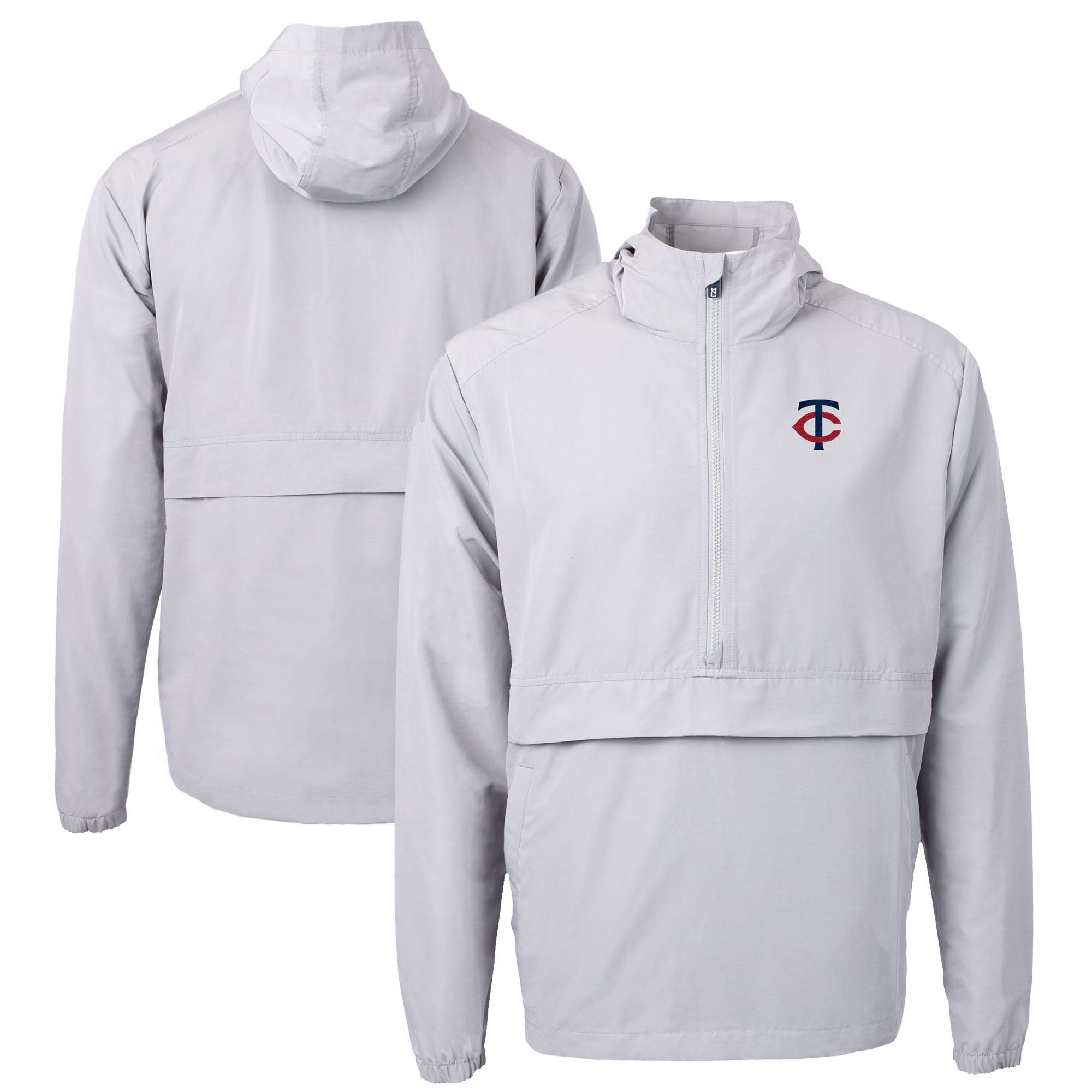 Men's Cutter & Buck Gray Minnesota Twins Charter Eco Recycled Half-Zip Anorak Jacket - Image 7