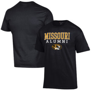 Men's Champion  Black Missouri Tigers Alumni Logo Stack T-Shirt