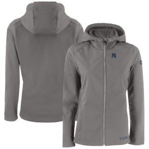 Women's Cutter & Buck  Gray New York Yankees Evoke Eco Softshell Recycled Full-Zip Jacket