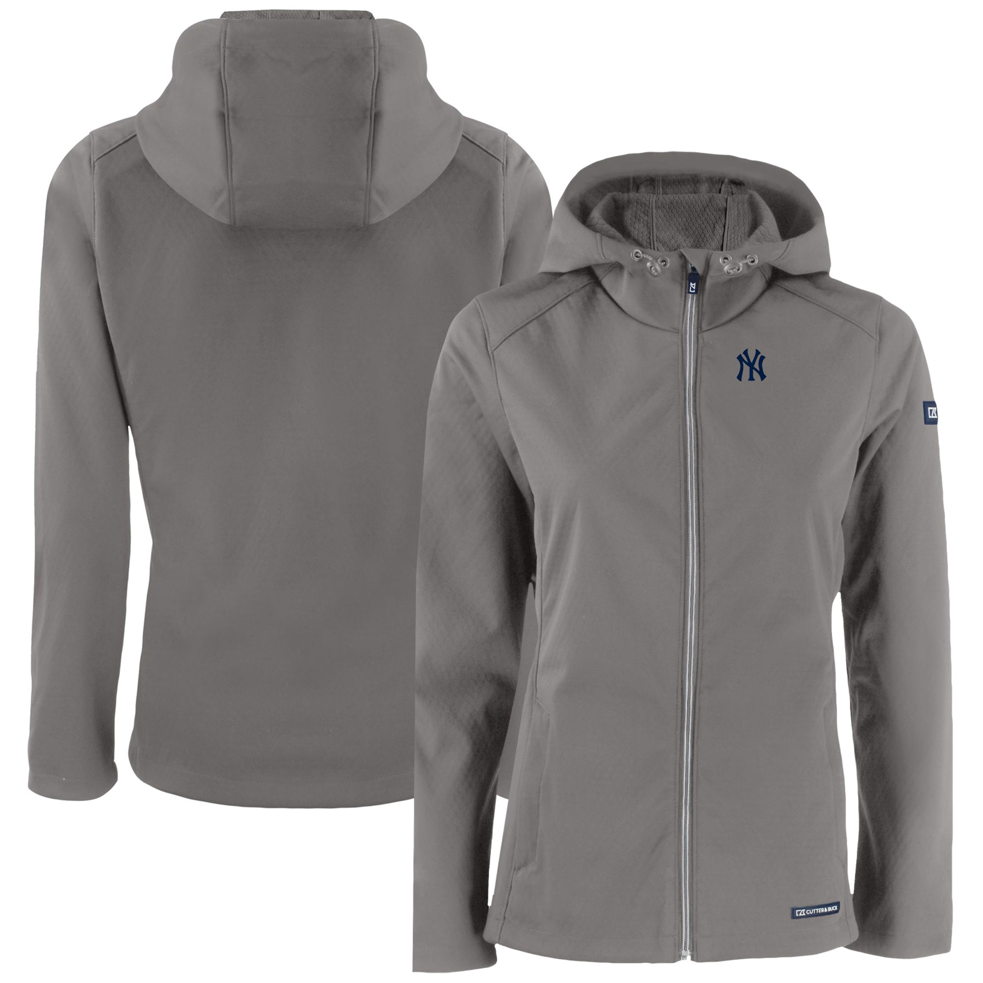 Women's Cutter & Buck Gray New York Yankees Evoke Eco Softshell Recycled Full-Zip Jacket