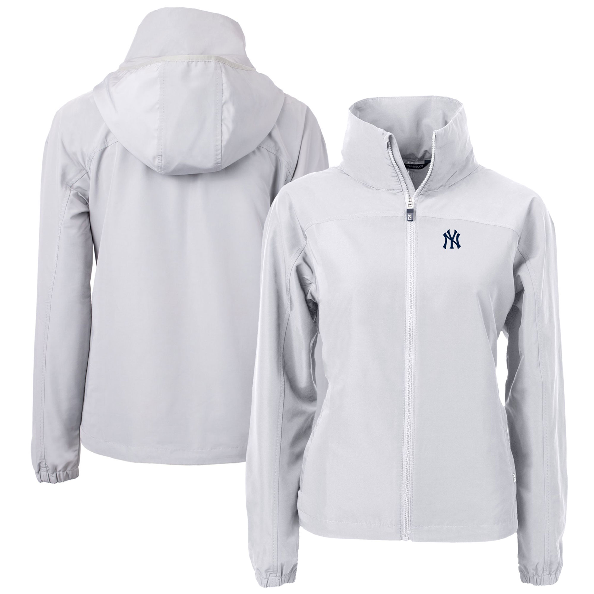 Women's Cutter & Buck Gray New York Yankees Charter Eco Recycled Full-Zip Jacket
