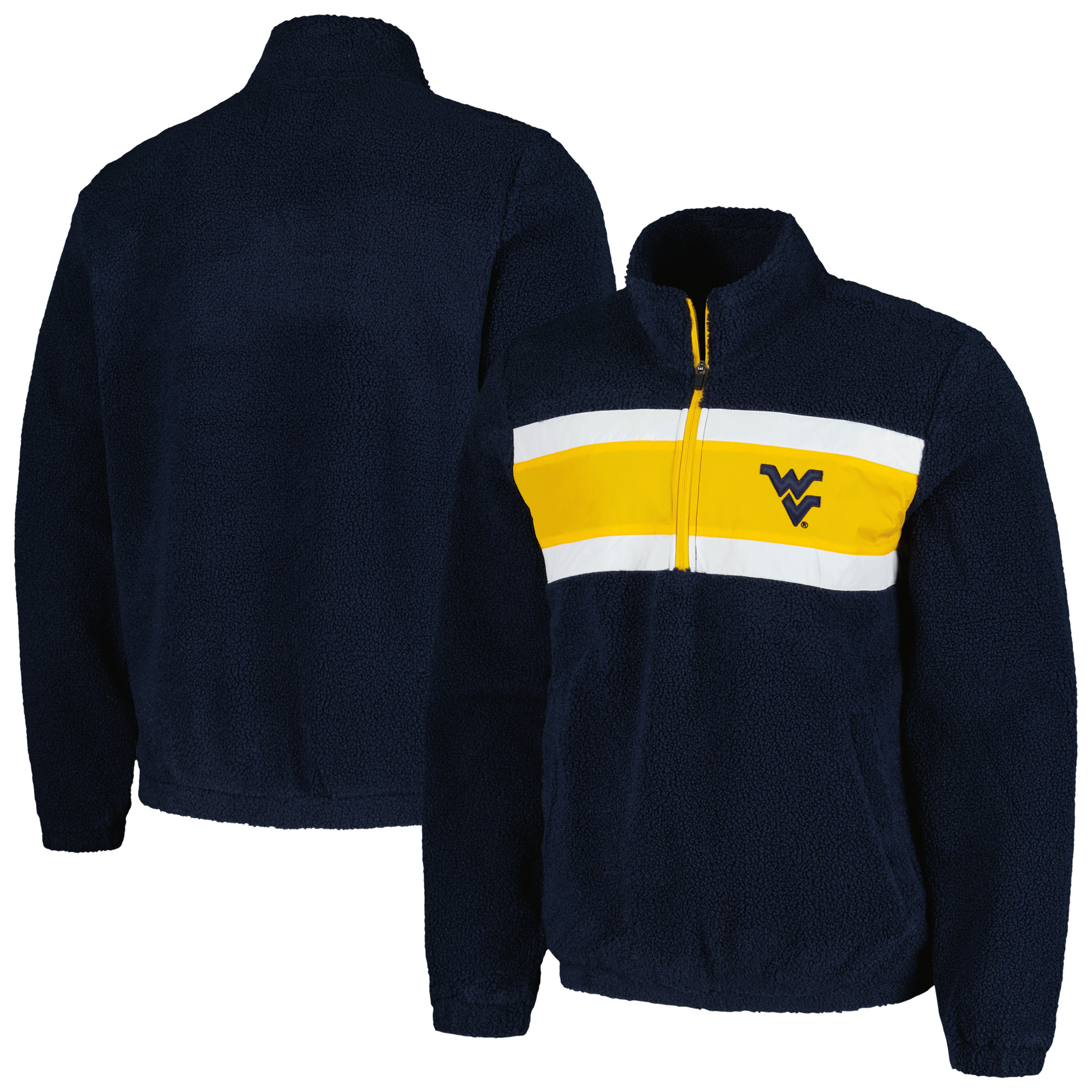 Men's G-III Sports by Carl Banks Navy West Virginia Mountaineers Pinch Runner Half-Zip Top - Image 2
