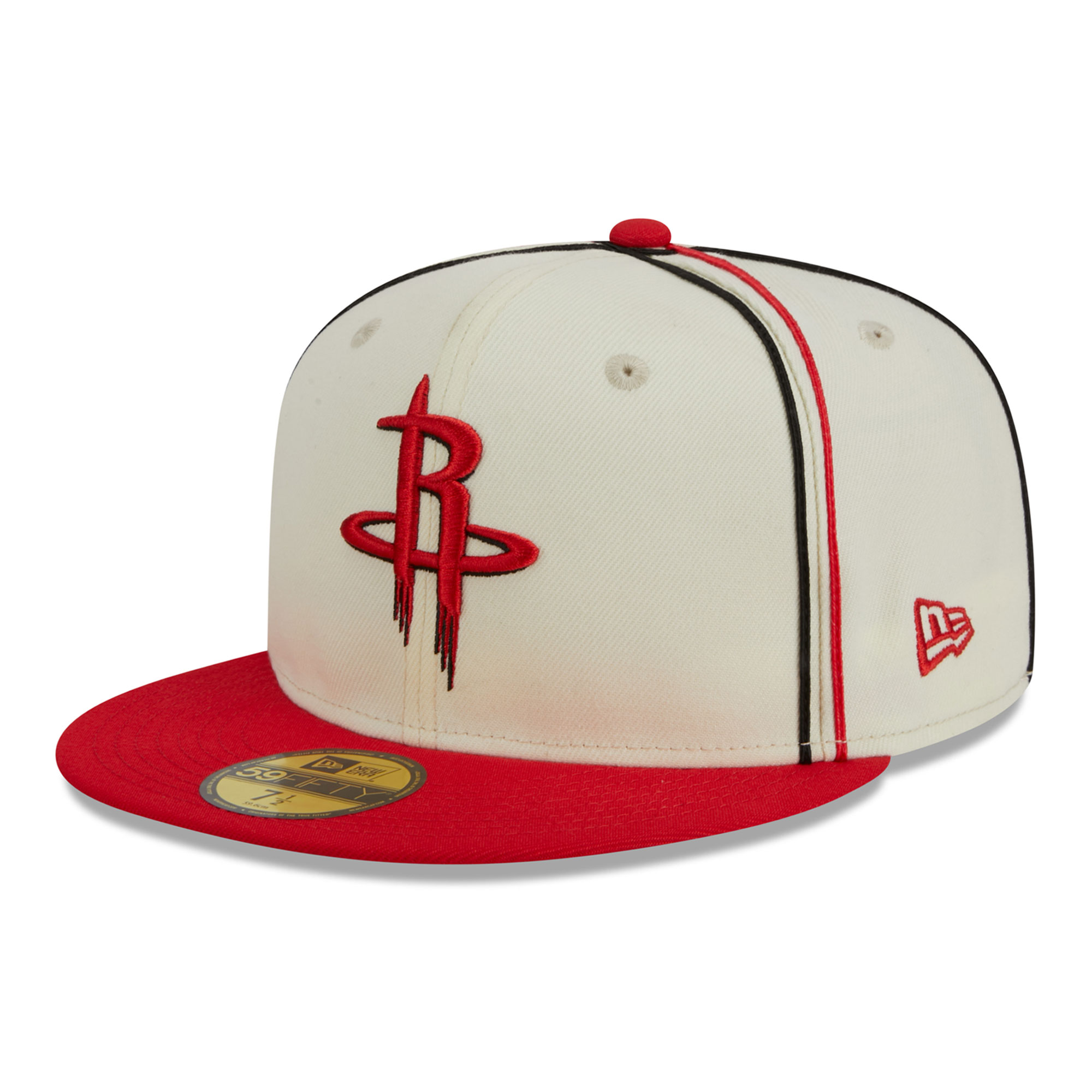 Men's New Era Cream/Red Houston Rockets Piping 2-Tone 59FIFTY Fitted Hat - Image 5