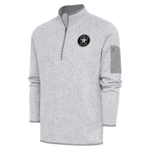 Men's Antigua Pewter Houston Astros Metallic Fortune Quarter-Zip Pullover Jacket