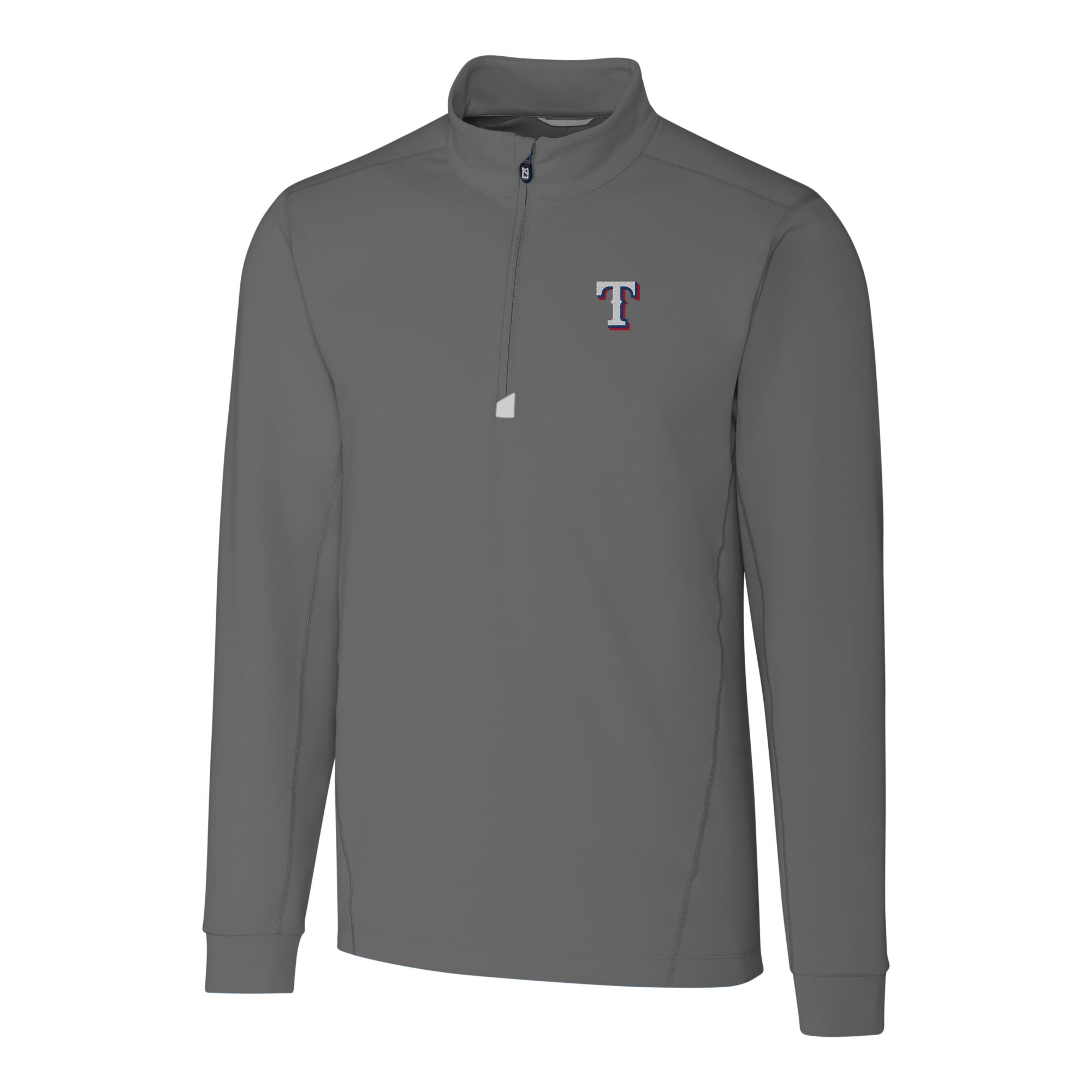 Men's Cutter & Buck Gray Texas Rangers Big & Tall Traverse Stretch Quarter-Zip Pullover Top - Image 6