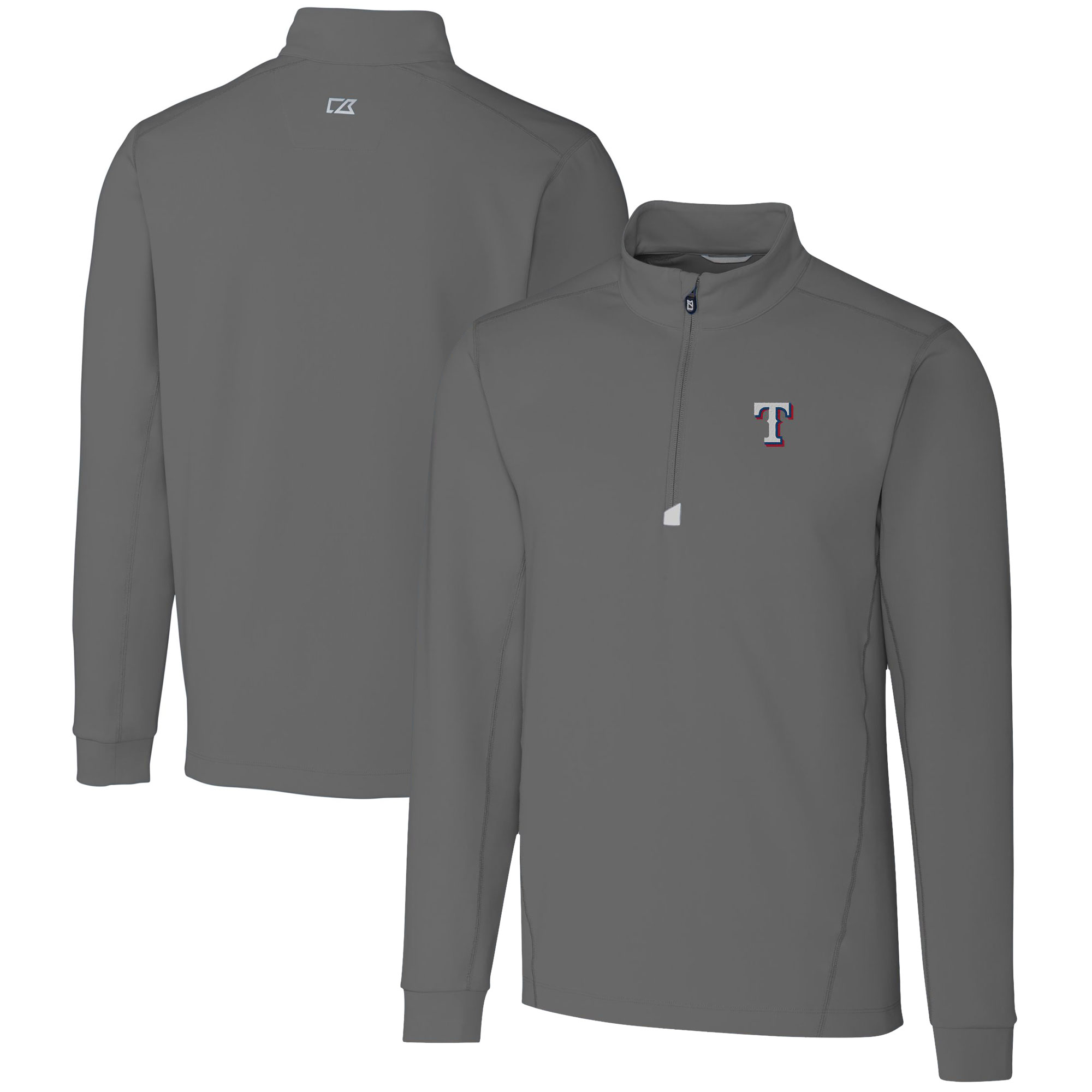 Men's Cutter & Buck Gray Texas Rangers Big & Tall Traverse Stretch Quarter-Zip Pullover Top