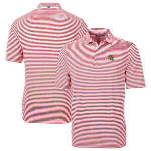 Men's Cutter & Buck  Scarlet San Francisco 49ers Helmet Virtue Eco Pique Stripe Recycled Polo
