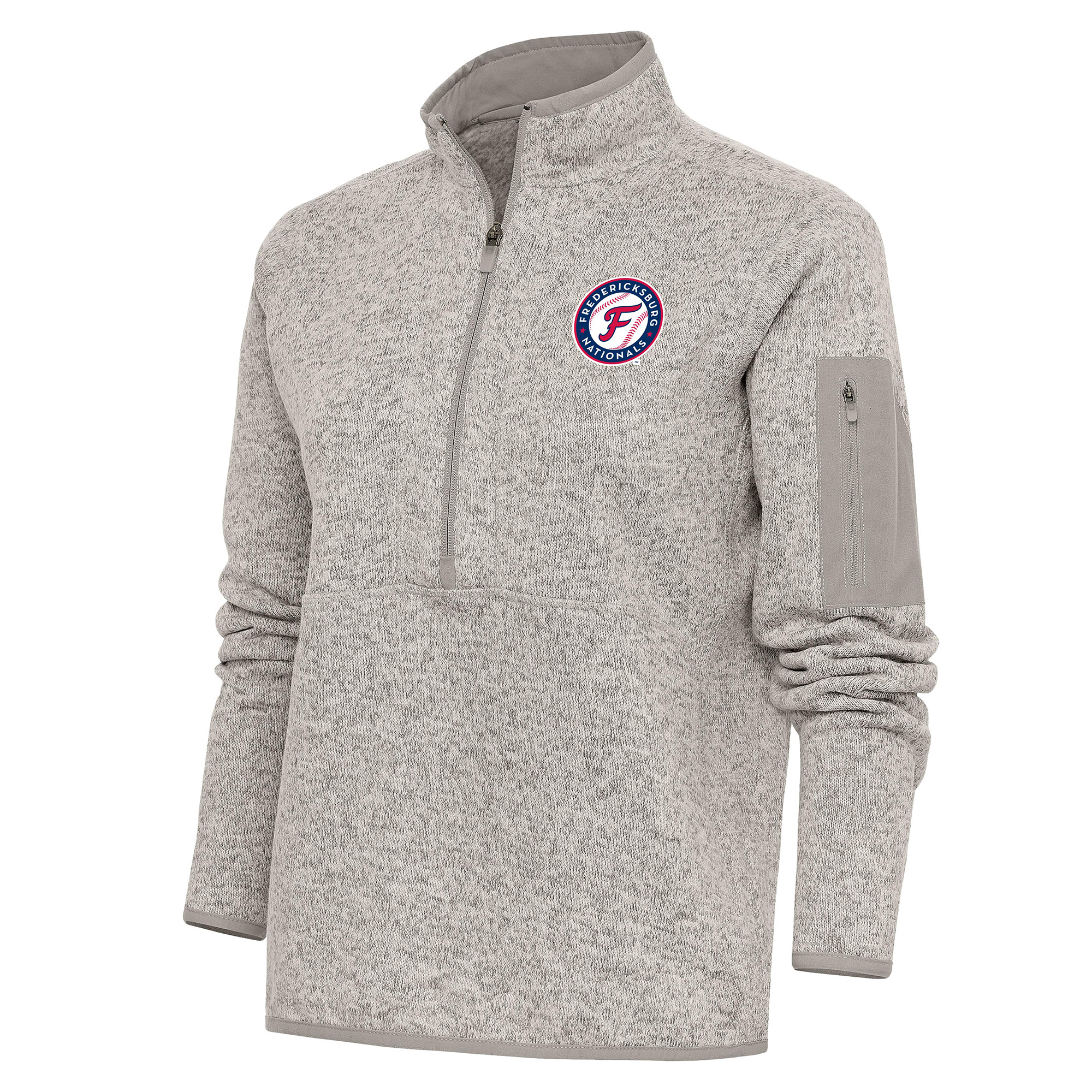 Women's Antigua Oatmeal Fredericksburg Nationals Fortune Half-Zip Pullover Jacket