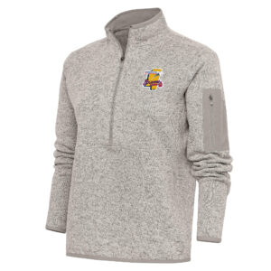 Women's Antigua  Oatmeal Mississippi Braves Fortune Half-Zip Pullover Jacket