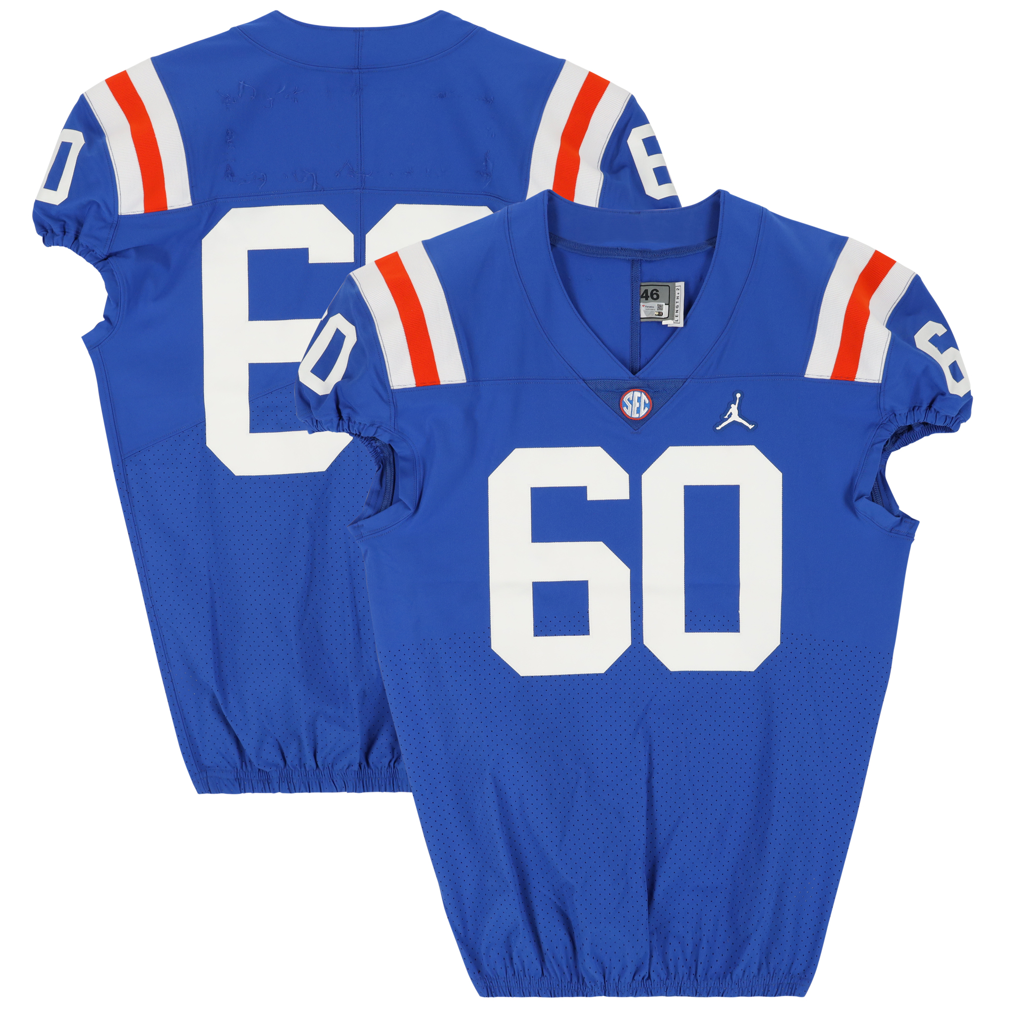 Florida Gators Team-Issued #60 Blue Throwback Jersey from the 2020-21 NCAA Football Seasons - Image 2