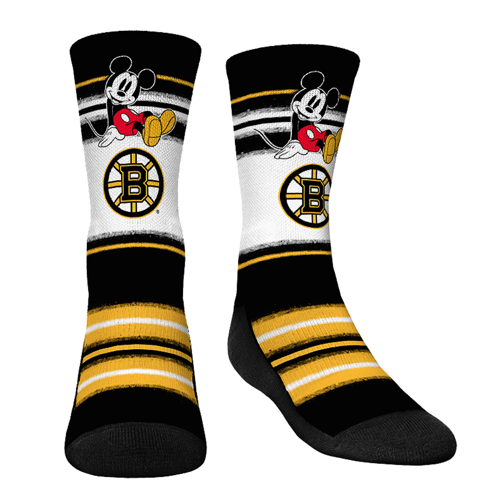 Youth Rock Em Socks Mickey Mouse Gold Boston Bruins Three-Pack Crew Socks Set - Image 8