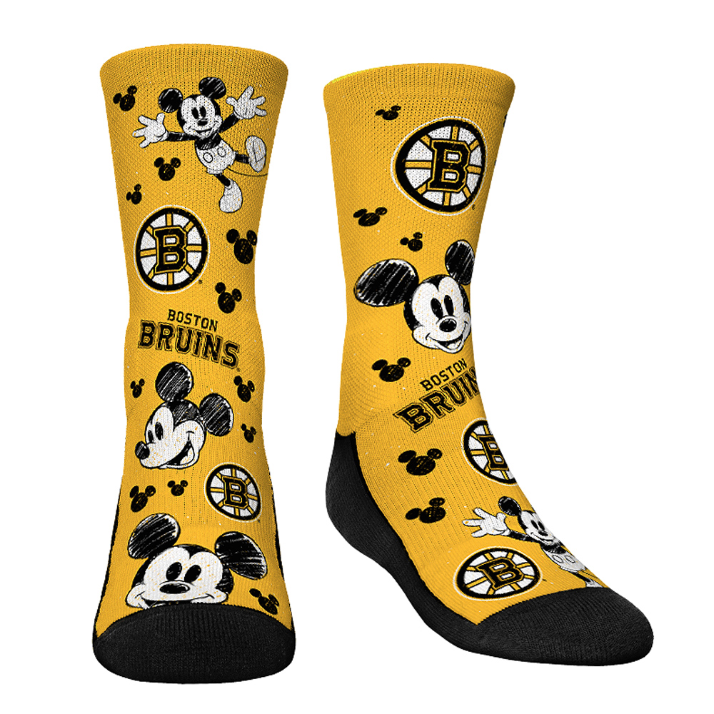 Youth Rock Em Socks Mickey Mouse Gold Boston Bruins Three-Pack Crew Socks Set - Image 5