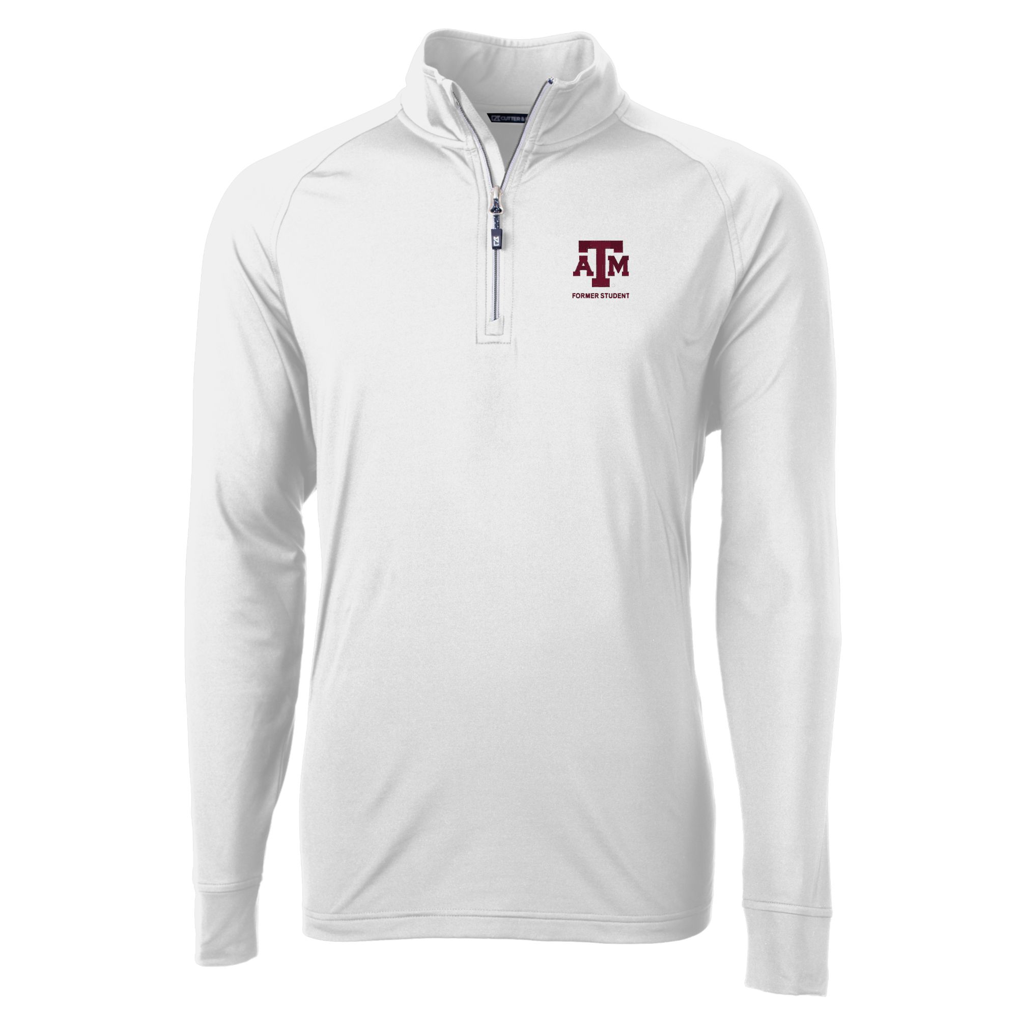 Men's Cutter & Buck White Texas A&M Aggies Alumni Logo Adapt Eco Knit Stretch Recycled Quarter-Zip Pullover Top - Image 3
