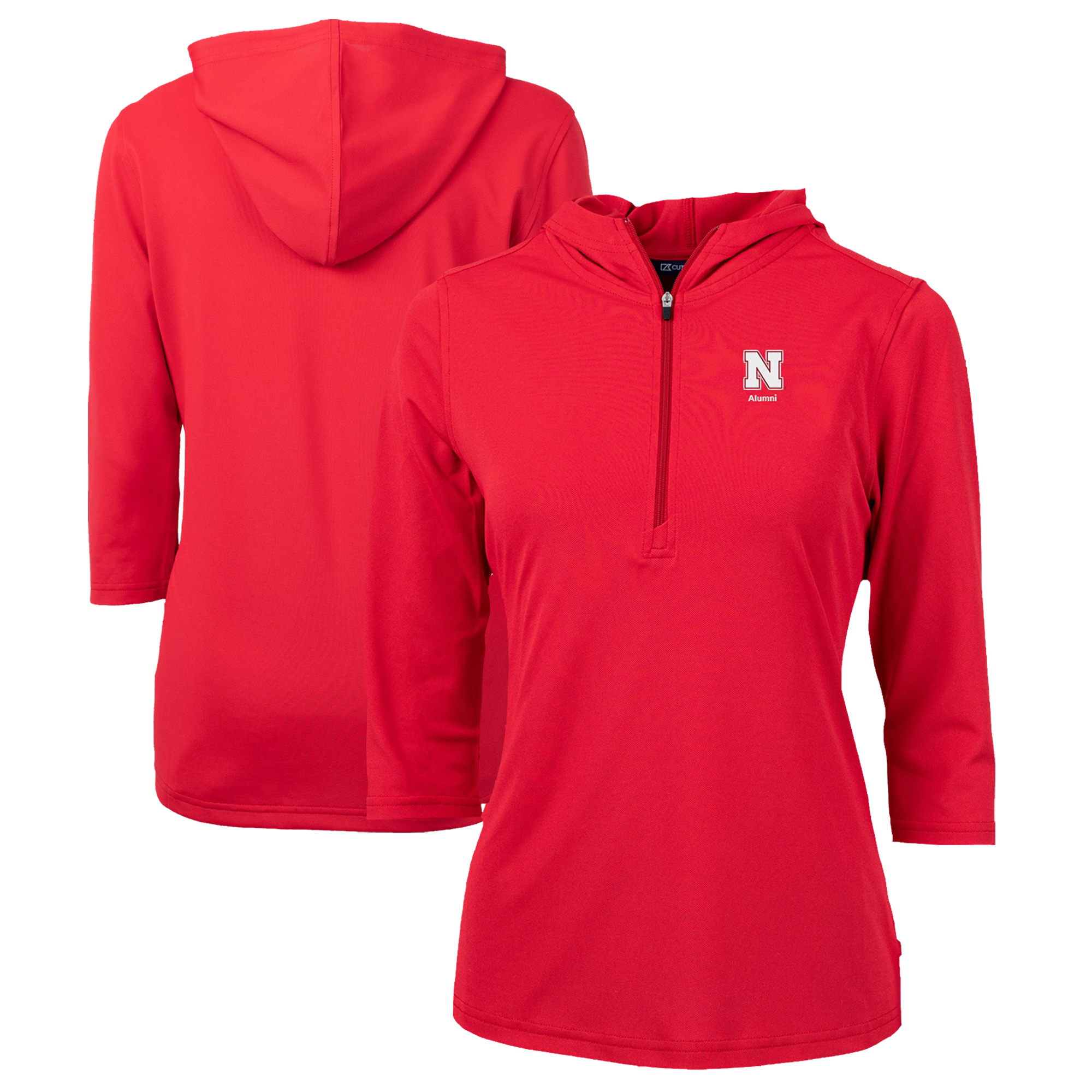 Women's Cutter & Buck Scarlet Nebraska Huskers Alumni DryTec Virtue Eco Pique Recycled Half-Zip Pullover Hoodie - Image 5