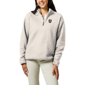 Women's League Collegiate Wear  Cream Army Black Knights Highland Quilted Quarter-Zip Pullover Top