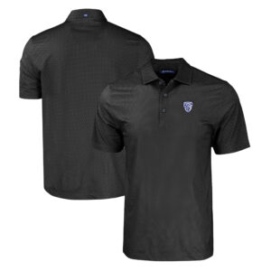 Men's Cutter & Buck  Black Pac-12 Gear Pike Eco Tonal Geo Print Stretch Recycled Polo