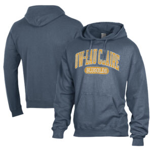 Men's Comfort Wash  Navy Wisconsin Eau Claire Blugolds Lightweight Fleece Pullover Hoodie