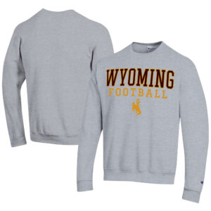 Men's Champion  Gray Wyoming Cowboys Football Powerblend Pullover Sweatshirt