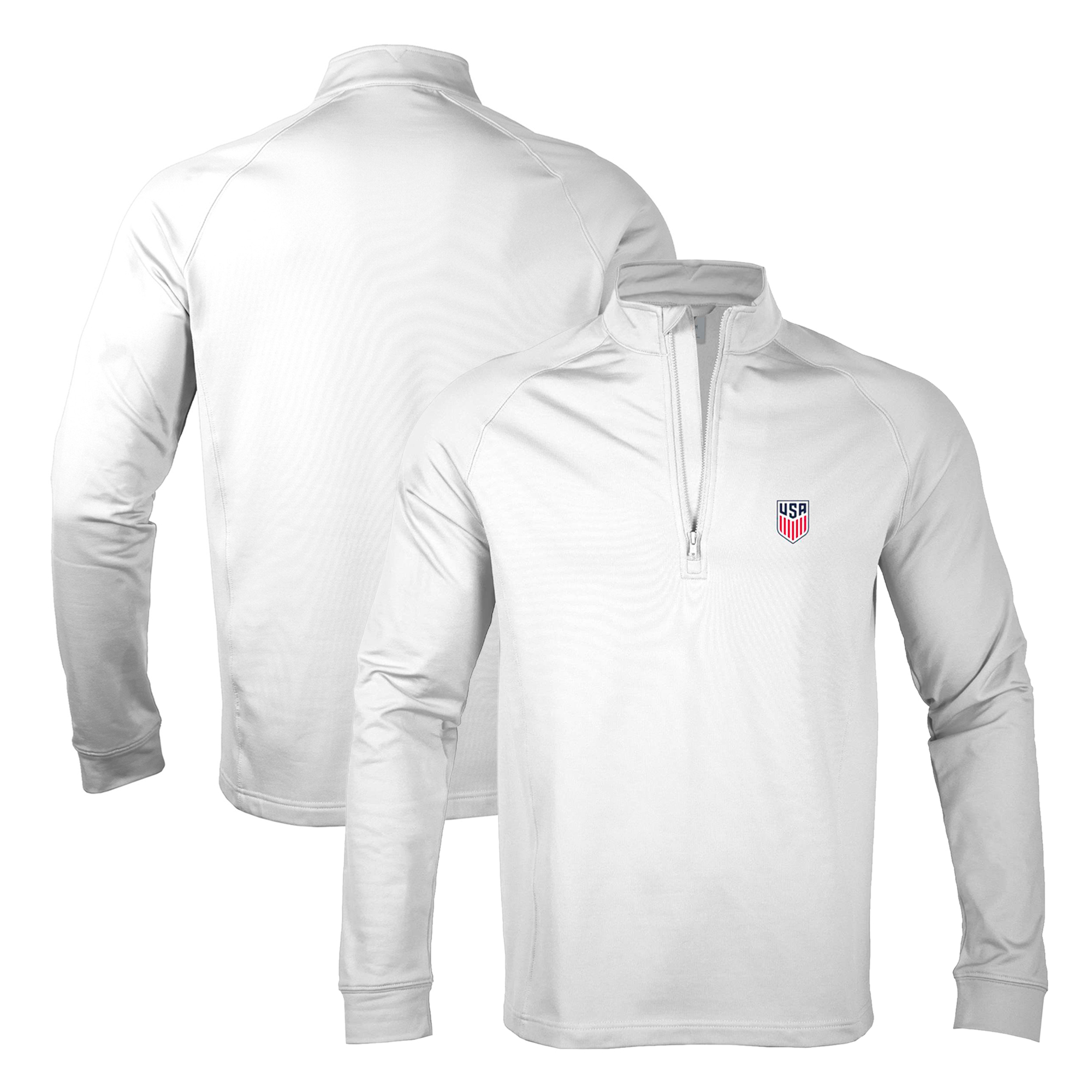 Men's Levelwear White USMNT Calibre Quarter-Zip Pullover Top