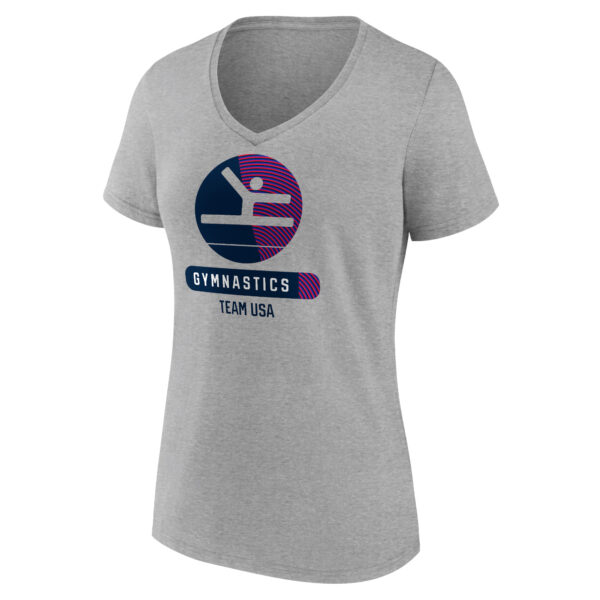 Women's Heather Gray USA Gymnastics Radiating Victory V-Neck T-Shirt - Image 6