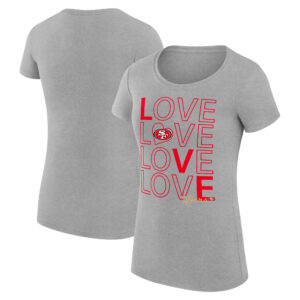 Women's G-III 4Her by Carl Banks Heather Gray San Francisco 49ers Love Graphic Fitted T-Shirt