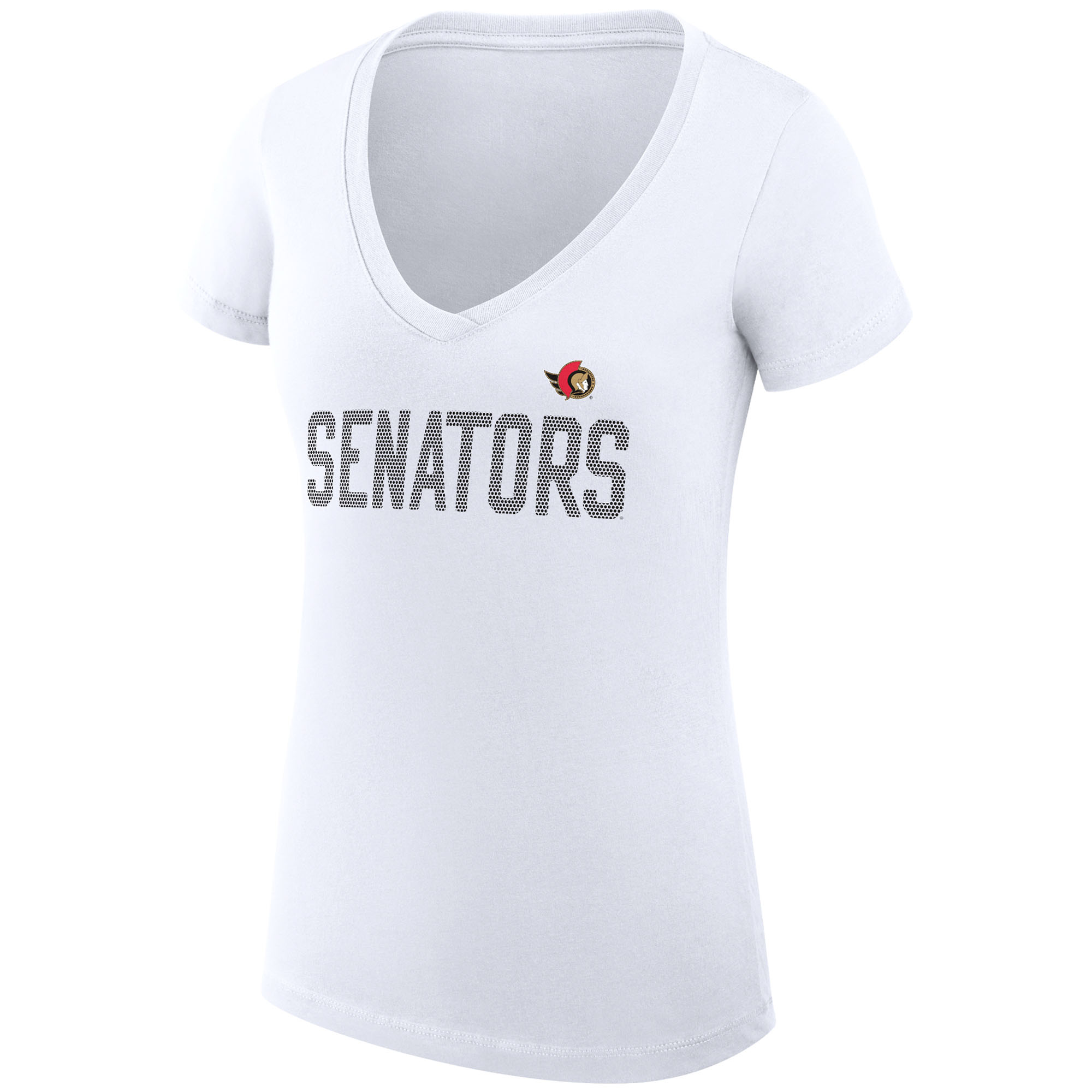 Women's G-III 4Her by Carl Banks White Ottawa Senators Dot Print Team V-Neck Fitted T-Shirt - Image 3