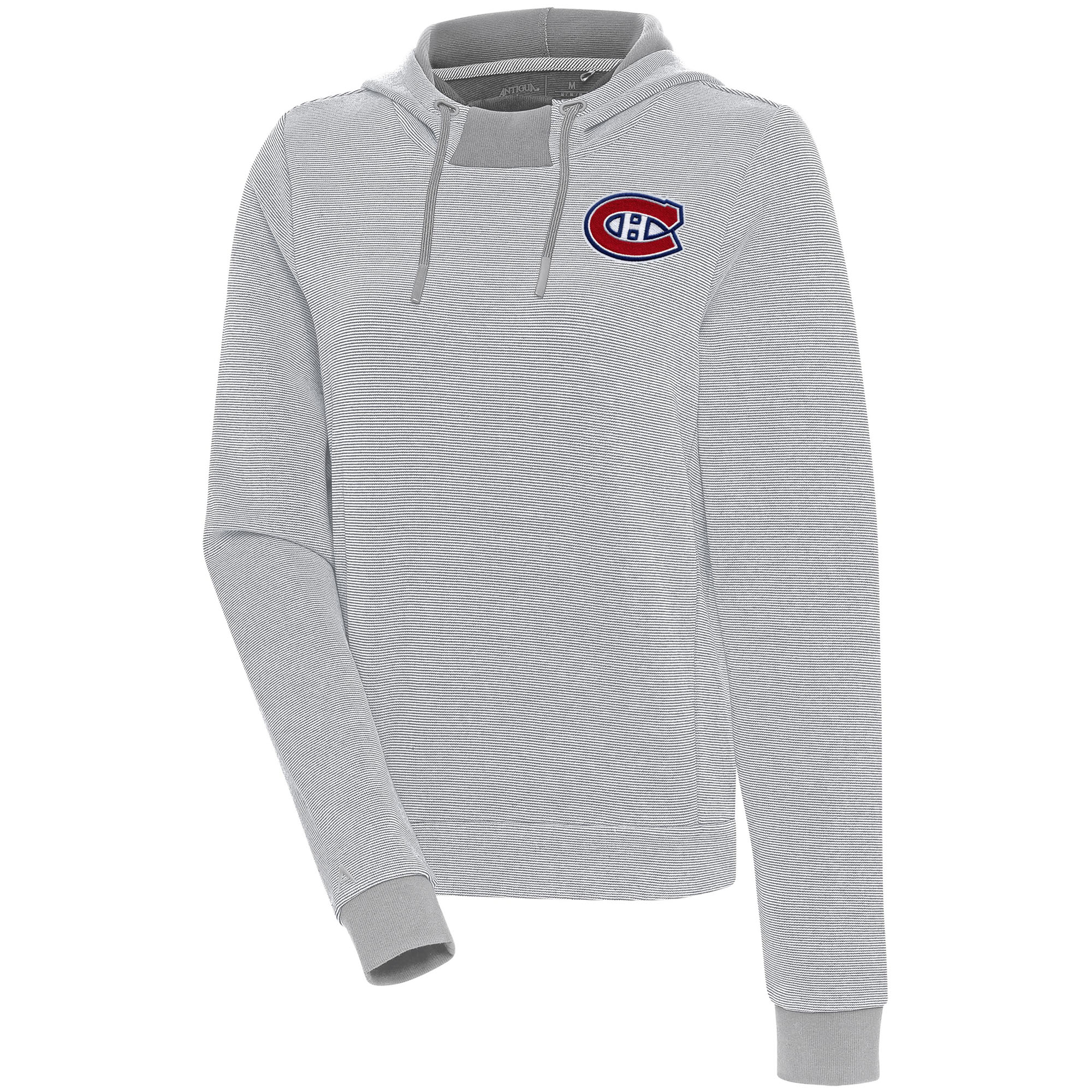 Women's Antigua Gray Montreal Canadiens Axe Bunker Tri-Blend Pullover Hoodie