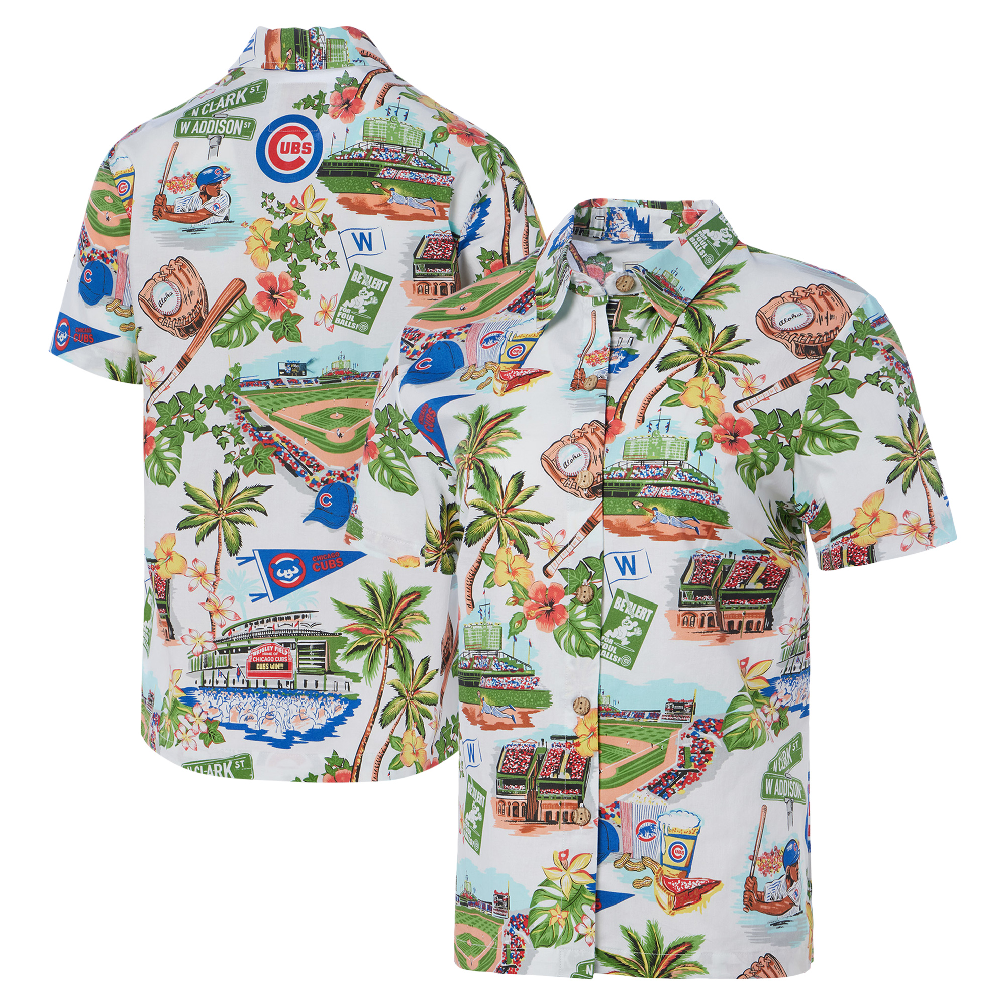 Women's Reyn Spooner White Chicago Cubs Scenic Button-Up Shirt - Image 5