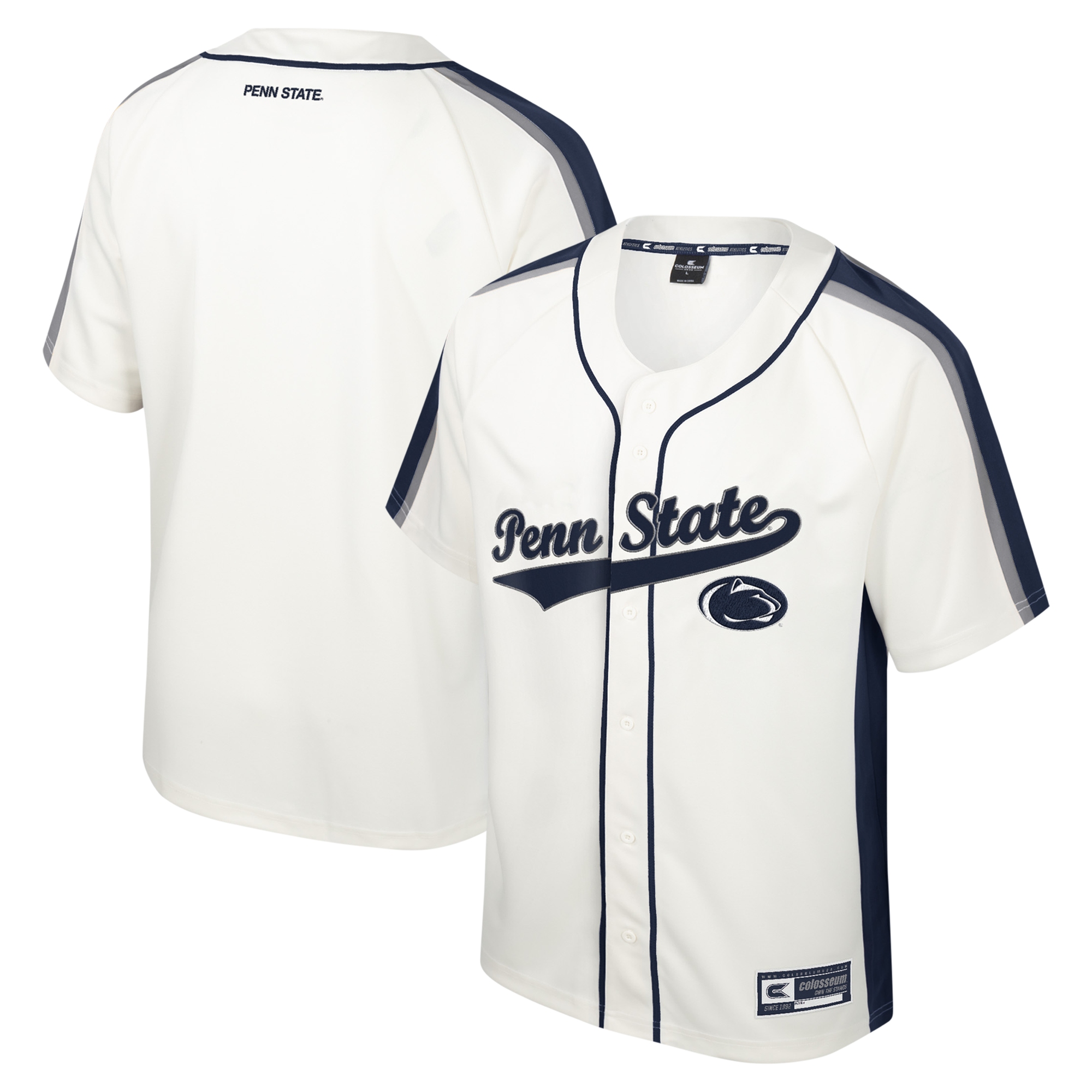 Men's Colosseum Cream Penn State Nittany Lions Ruth Button-Up Baseball Jersey - Image 8