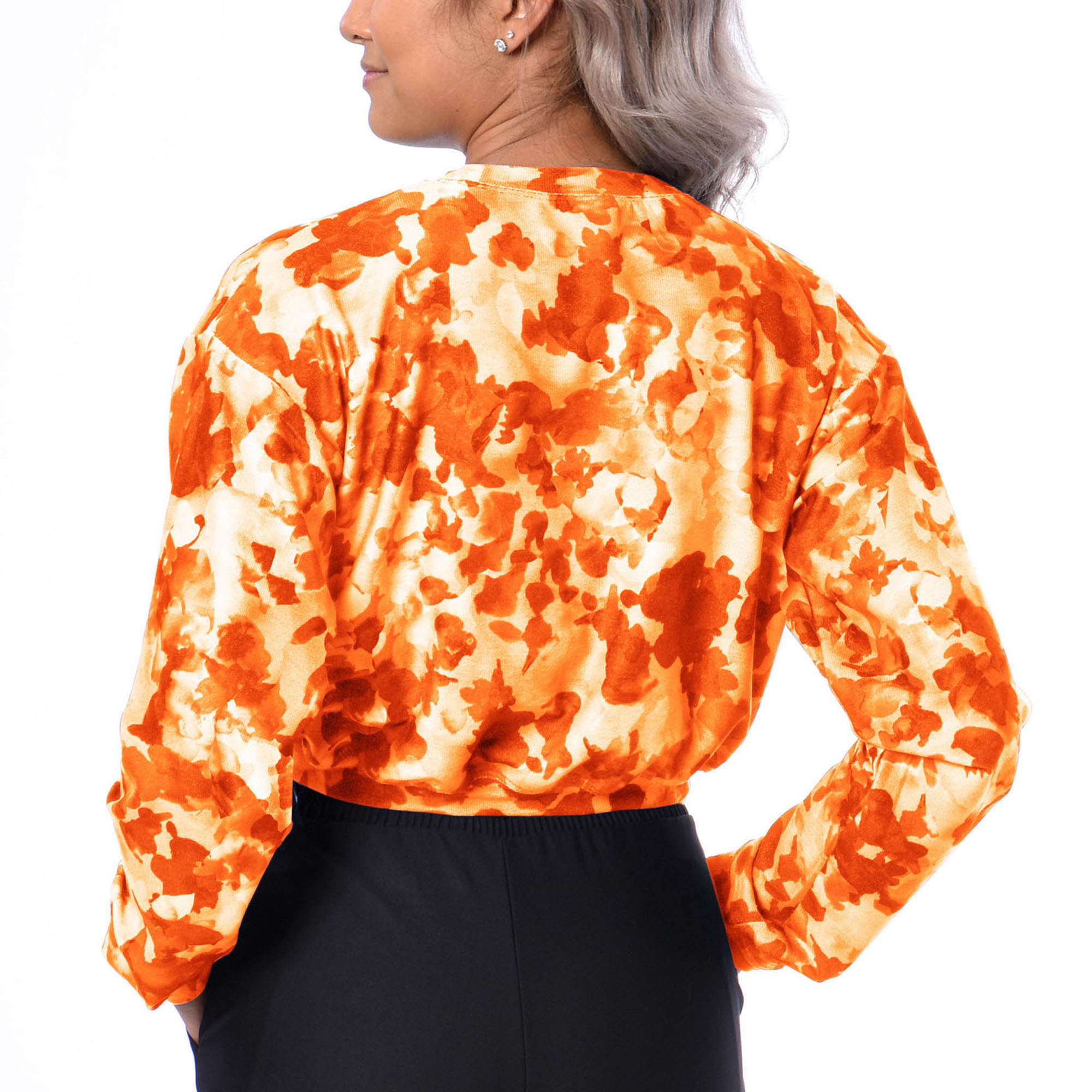 Women's Certo Orange Cincinnati Bengals Cropped Long Sleeve T-Shirt - Image 5