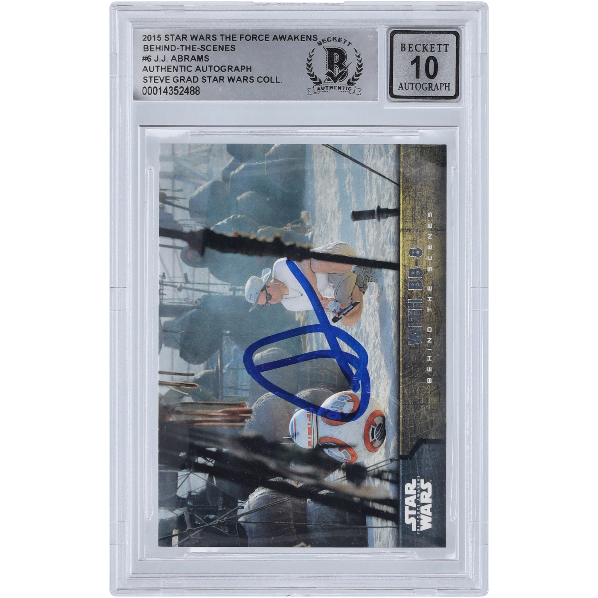 J.J. Abrams Autographed 2015 Topps Star Wars The Force Awakens Behind The Scenes #6 BGS Authenticated 10 Card