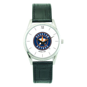 Men's  Black Houston Astros Stainless Steel Watch with Leather Band