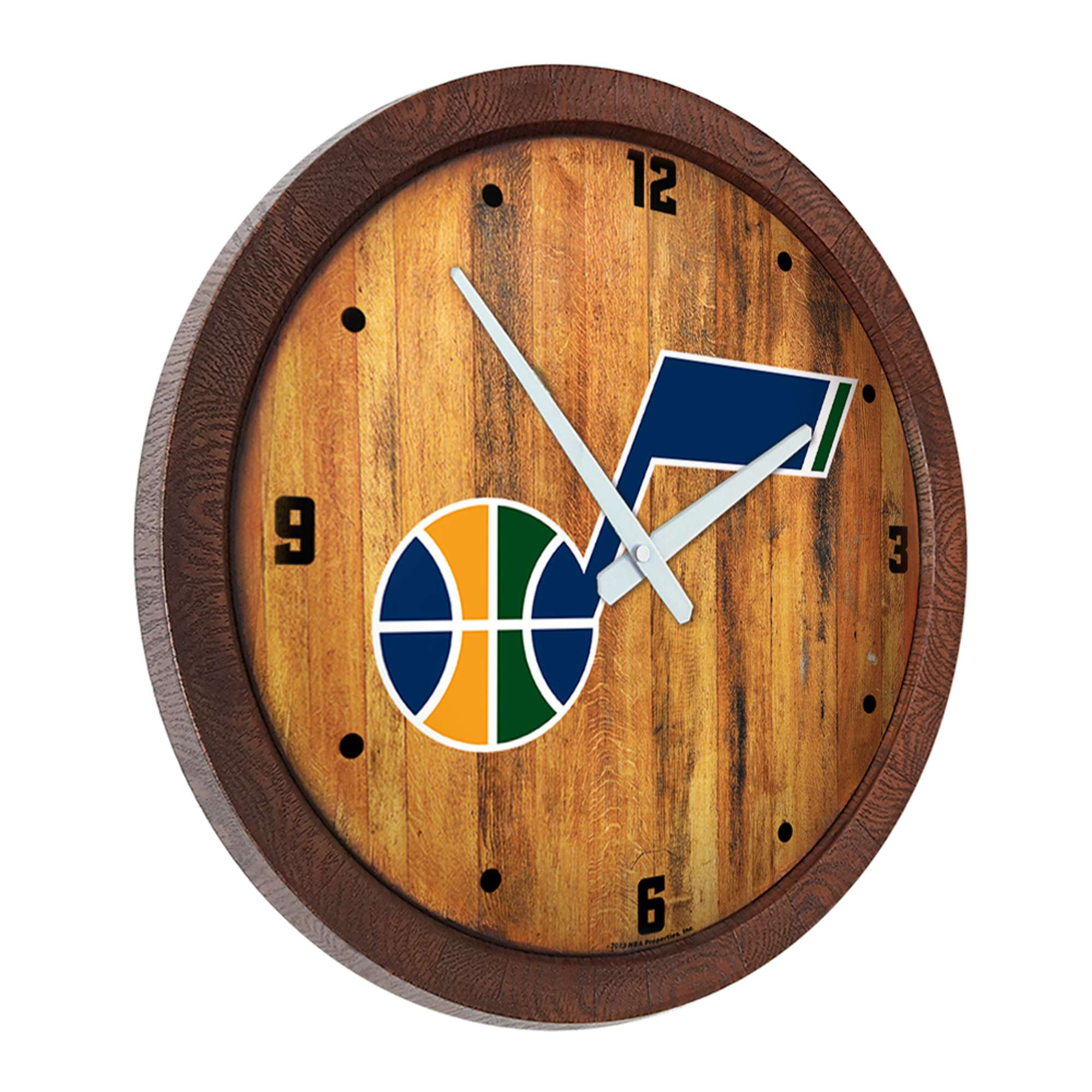 Utah Jazz 20.25" Faux Barrel Top Clock - Image 3