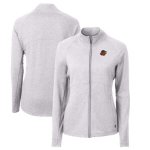 Women's Cutter & Buck Heather Gray Rochester Red Wings Adapt Eco Knit Heather Recycled Full-Zip Jacket