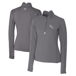 Women's Cutter & Buck  Gray Oklahoma City Baseball Club Traverse DryTec Stretch Quarter-Zip Pullover Top