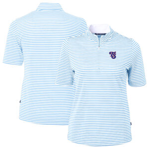 Women's Cutter & Buck Powder Blue Tennessee Smokies Virtue DryTec Eco Pique Stripe Recycled Top