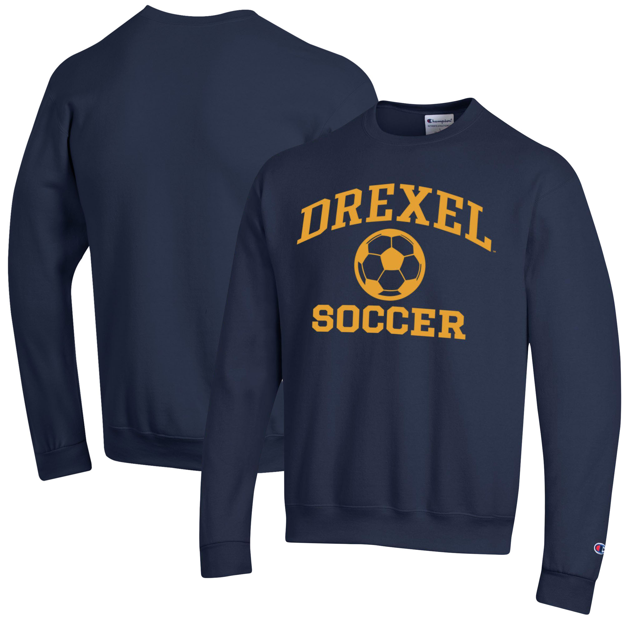 Men's Champion Navy Drexel Dragons Soccer Icon Powerblend Pullover Sweatshirt - Image 5