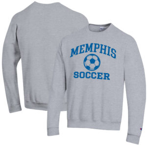 Men's Champion Heather Gray Memphis Tigers Soccer Icon Powerblend Pullover Sweatshirt